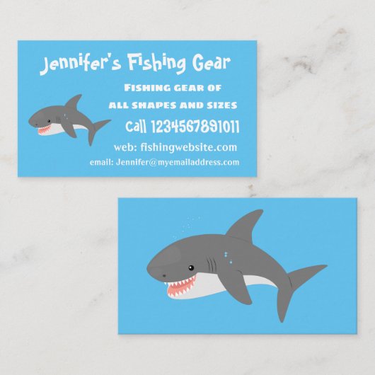 白素晴らしサメhappy cartoonイラストレーション 名刺 (正面/裏面)