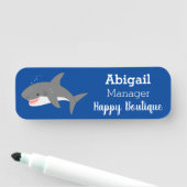 白素晴らしサメhappy cartoonイラストレーション 名札 (インサイチュ)