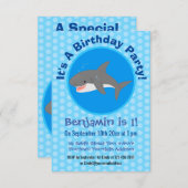 白素晴らしサメhappy cartoonイラストレーション 招待状 (正面/裏面)