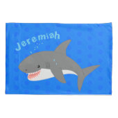 白素晴らしサメhappy cartoonイラストレーション 枕カバー (裏面)