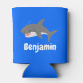 白素晴らしサメhappy cartoonイラストレーション 缶クーラー (裏面)