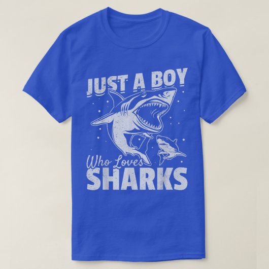 白素晴らしサメSharkfish愛する少年 Tシャツ (デザイン正面)