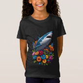 白素晴らしシャークTシャツ(フローラデザイン) Tシャツ (正面)