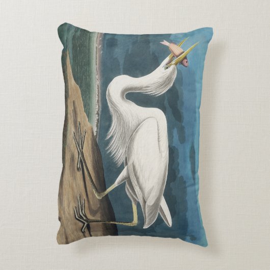白素晴らしハロンAudubon鳥の野生動物絵画の アクセントクッション (裏面(縦))