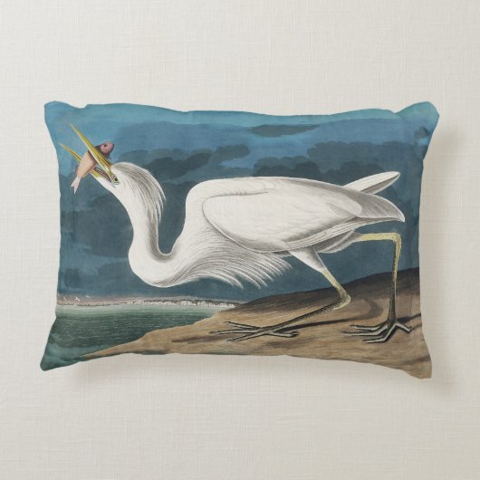 白素晴らしハロンAudubon鳥の野生動物絵画の アクセントクッション (裏面)