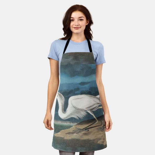 白素晴らしハロンAudubon鳥の野生動物絵画の エプロン (着用した状態)