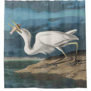 白素晴らしハロンAudubon鳥の野生動物絵画の シャワーカーテン