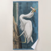 白素晴らしハロンAudubon鳥の野生動物絵画の ビーチタオル (正面)