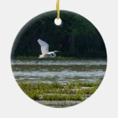 白素晴らし緑飛んでいる セラミックオーナメント (裏面)