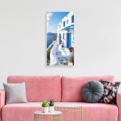 白素晴らし色のギリシャの家 キャンバスプリント (インサイチュ (リビング))