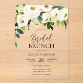 白素晴らし花ブライダルシャワーブランチ アクリル招待状 (正面)