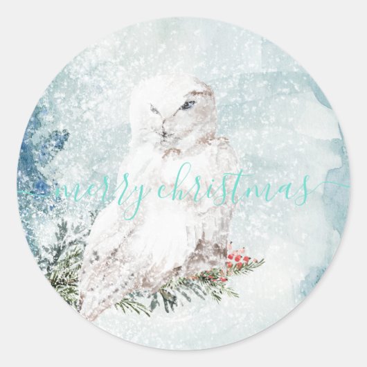 白素晴らし雪フクロウ ラウンドシール (正面)