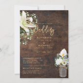 白素朴いカラ・リリーのフローラ結婚のデジタル 招待状 (正面)