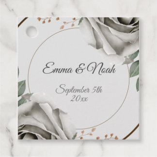 白素朴いバラの花結婚の フェイバータグ