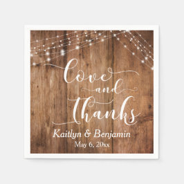 白素朴いライト付き木材、愛と感謝してい スタンダードカクテルナプキン