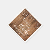 白素朴いライト付き木材、愛と感謝してい スタンダードカクテルナプキン (角)