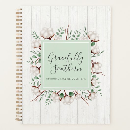 白素朴い納屋の木に咲く南の綿の花 プランナー手帳 (正面)