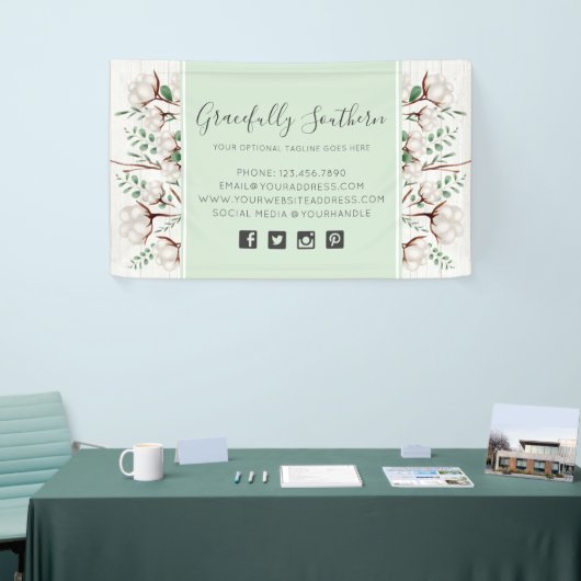 白素朴い納屋の木に咲く南綿の花 横断幕 (トレードショー)