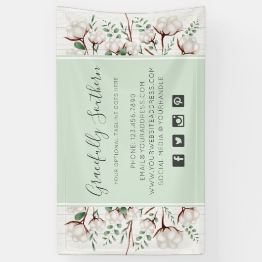 白素朴い納屋の木に咲く南綿の花 横断幕 (縦)