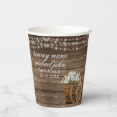 白素朴い花結婚付き木筒 紙コップ (裏面)