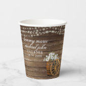 白素朴い花結婚付き木筒 紙コップ (正面)