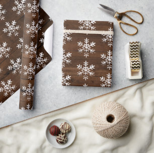 白素朴い雪かきの濃い木 ラッピングペーパー