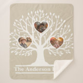 白素朴い3フォトファミリーツパーソナライズされたリー シェルパブランケット (正面)