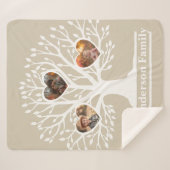 白素朴い3フォトファミリーツパーソナライズされたリー シェルパブランケット (正面(横))