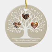 白素朴い3フォトファミリーツパーソナライズされたリー セラミックオーナメント (正面)