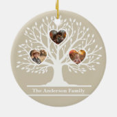 白素朴い3フォトファミリーツパーソナライズされたリー セラミックオーナメント (裏面)