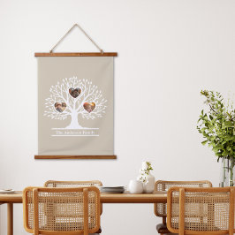 白素朴い3フォトファミリーツパーソナライズされたリー 吊り下げ型タペストリー