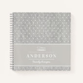 白素朴とグレーの水玉模様ファミリーレシピ ノートブック (正面)