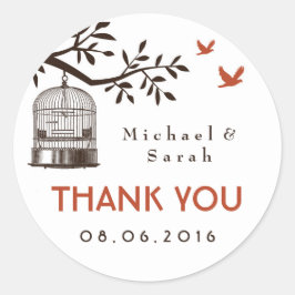 白素朴とヴィンテージの鳥ケ結婚ージのシール ラウンドシール
