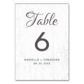 白素朴と灰色の風化した木結婚の テーブルナンバー (正面)