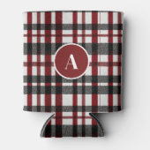 白素朴と赤の格子模様 缶クーラー (正面)