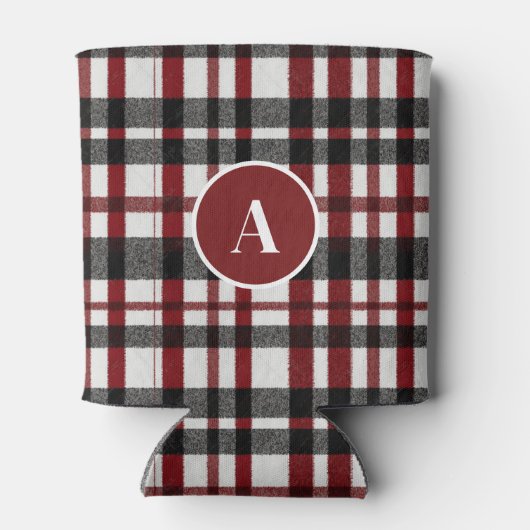 白素朴と赤の格子模様 缶クーラー (裏面)