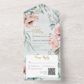 白素朴と赤面牡丹セージグリーンQRコード オールインワン招待状 (内側)
