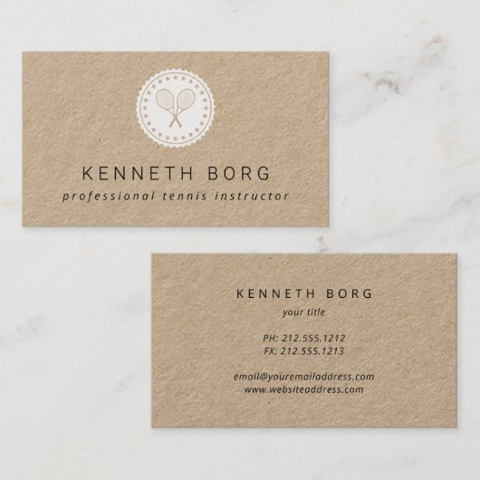 白素朴のクラフトテニスインストラクターのロゴ 名刺 (正面/裏面)