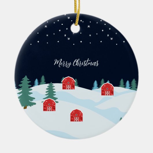 白素朴のクリスマス セラミックオーナメント (正面)