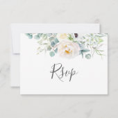 白素朴アイボリー牡丹フローラ緑結婚園 出欠カード (裏面)