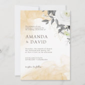 白素朴エレガントフローラ結婚式招待状 招待状 (正面)