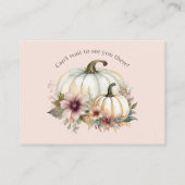 白素朴カボチャピンク秋フローラ結婚式RSVP 名刺 (裏面)