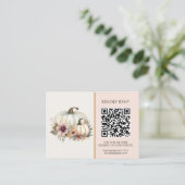 白素朴カボチャピンク秋フローラ結婚式RSVP 名刺 (スタンド正面)
