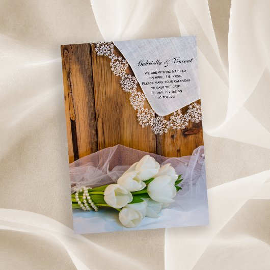 白素朴チューリップ国の結婚式の日付を保存 セーブザデート