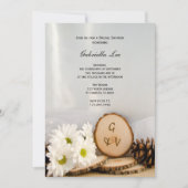白素朴デイジーナチュラルウッズブライダルシャワー 招待状 (正面)