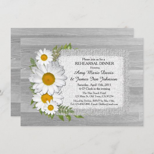 白素朴デイジーリハーサル夕食招待状デイジー2 招待状 (正面/裏面)