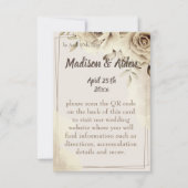 白素朴バラの結婚詳細エンクロージャカード 出欠カード (正面)