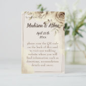 白素朴バラの結婚詳細エンクロージャカード 出欠カード (スタンド正面)