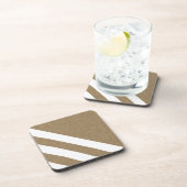 白素朴フェイクデザイン付きバーラップストライプ コースター (右側)