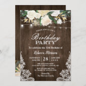 白素朴フローラストリングライツバースデーパーティー 招待状 (正面/裏面)